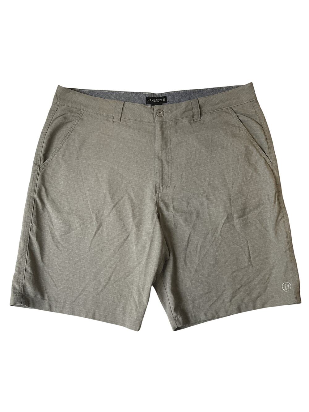 Hang Ten Men Shorts Size 38 Gray Chino Button 10" Inseam Stretch 39” Waist